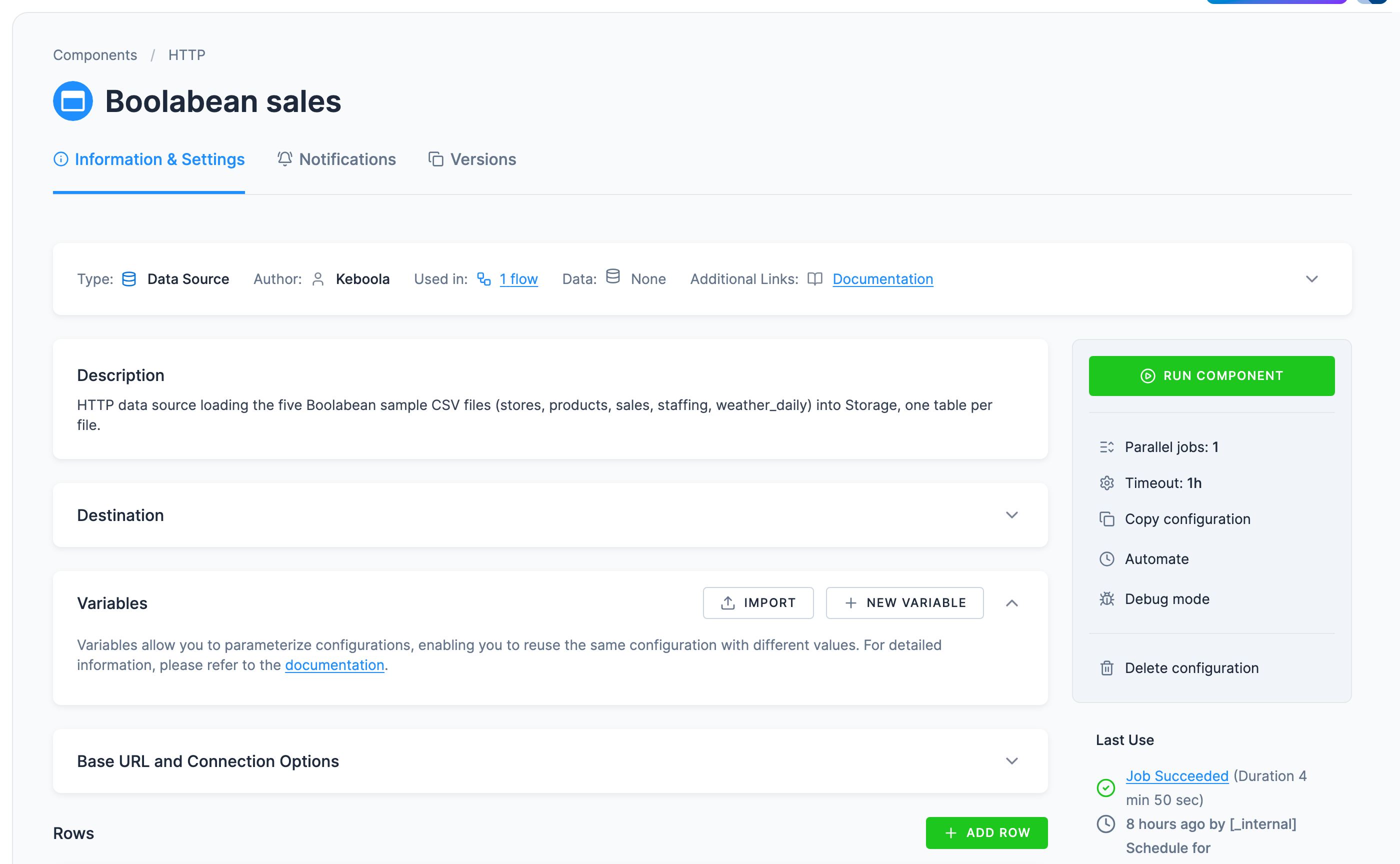 Screenshot - The configuration ready to run